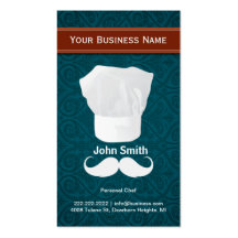 White moustache Personal Chef business card
