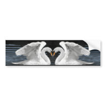 White Mute Swan Mirror Image Bumper Stickers