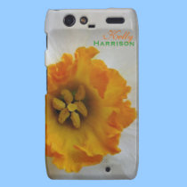 White N Orange Daffodil Personalized RAZR case casemate cases