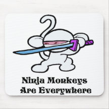 White Ninja On Guard Mouse Pads