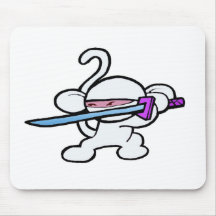 White Ninja On Guard-No Words Mouse Mat