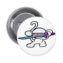 White Ninja On Guard-No Words Pin