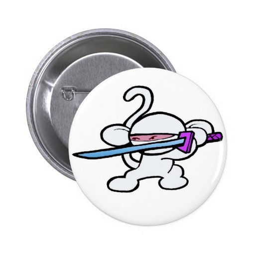 White Ninja On Guard-No Words Pin