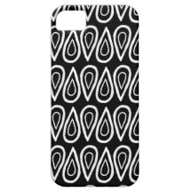 White on Black Hand-Drawn Droplet Pattern iPhone 5 Cases