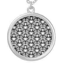 White on Black Tulip Damask Jewelry