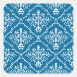 White on Blue Damask Sticker