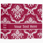 White on Red Damask Pattern 3 Ring Binders