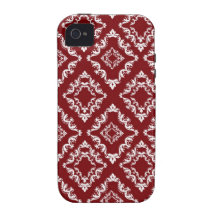 white on red diamond damask iPhone 4/4S case