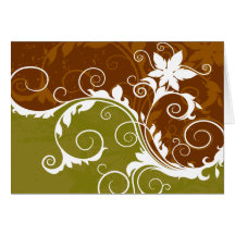 White Orange Rust Floral Grunge Card