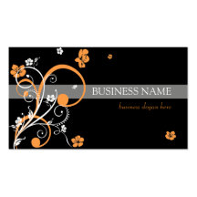 White Orange Spirals and Flowers Business Cards
