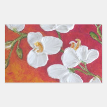 White Orchid Rectangle Stickers