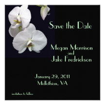 White Orchid Save the Date Personalized Invitations