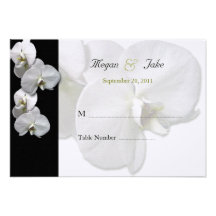 White Orchid Table Seating Cards Custom Announcement