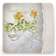 White Orchid Wedding Invitation