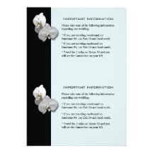 White Orchids Information 1 Sheet Invitations