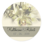 White orchids wedding save the date1 sticker