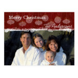 White Ornaments Family Christmas Photo Postcard