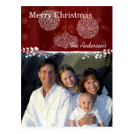 White Ornaments Family Christmas Photo Postcard