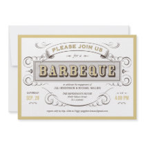 White Ornate Vintage Barbeque Cookout Invitation