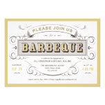 White Ornate Vintage Barbeque Cookout Invitation