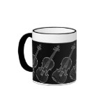 White Outline Violin Art Mug