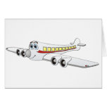 White Passenger Jet Cartoon Card