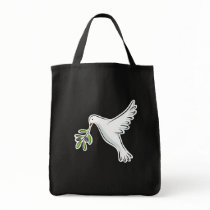 White peace dove tote bag
