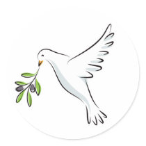 White peace dove with olive branch sticker