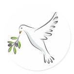 White peace dove with olive branch stickers