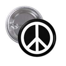 White Peace Symbol Button