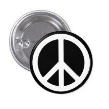 White Peace Symbol Button