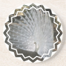 White Peacock Bird Coaster