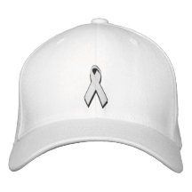 white/pearl awareness ribbon embroidered hat