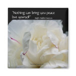 White Peony Inspirational Flower Photo Magnet