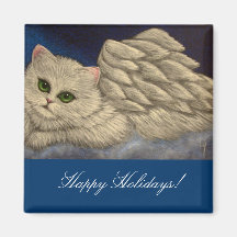 WHITE PERSIAN ANGEL CAT HOLIDAY Magnet