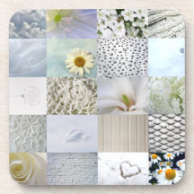 White photography collage beverage coasters