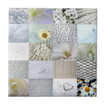 White photography collage ceramic tiles