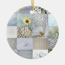 White photography collage christmas tree ornament