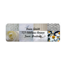 White photography collage labels