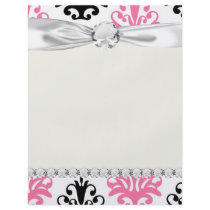 white pink and black chic damask full colour flyer