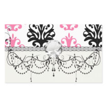 white pink and black chic damask stickers