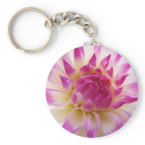 White Pink Dahlia Flower keychains