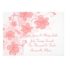White & Pink Wedding Invitation