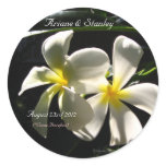 White Plumaria Tropical Flowers Envelope Seals Round Sticker