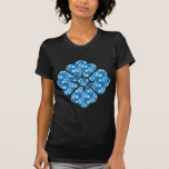 White Plumeria on Blue Pattern Tee Shirt
