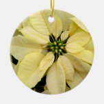 White Poinsettias Round Christmas Ornament