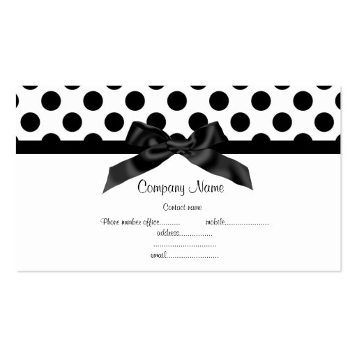 WHITE POLKA DOT BOW BUSINESS CARD