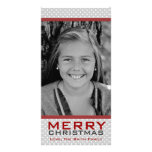 White Polka Dots Christmas Photo Greeting Card