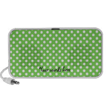 White polka dots on light green background laptop speaker