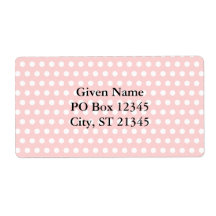 White Polka Dots on Pale Pink Personalized Shipping Label